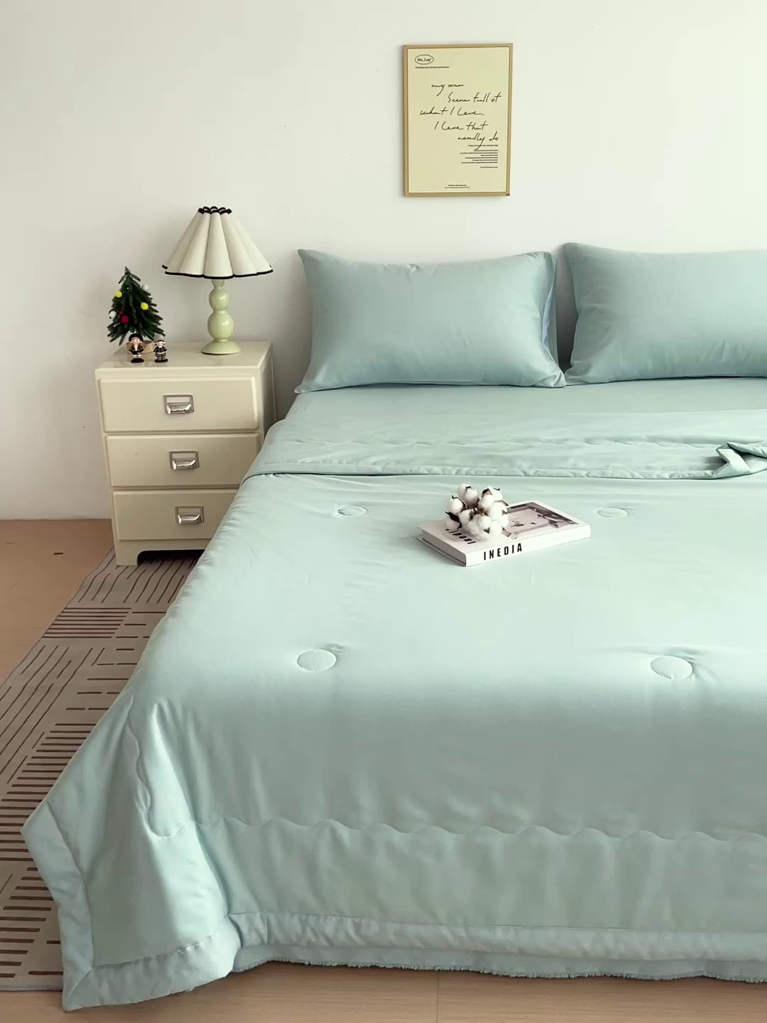 91家纺网 家纺一手货源 找家纺 易展家居 2026新款水洗棉新疆棉花夏被-棉花棉花+熊猫款 棉花-青色