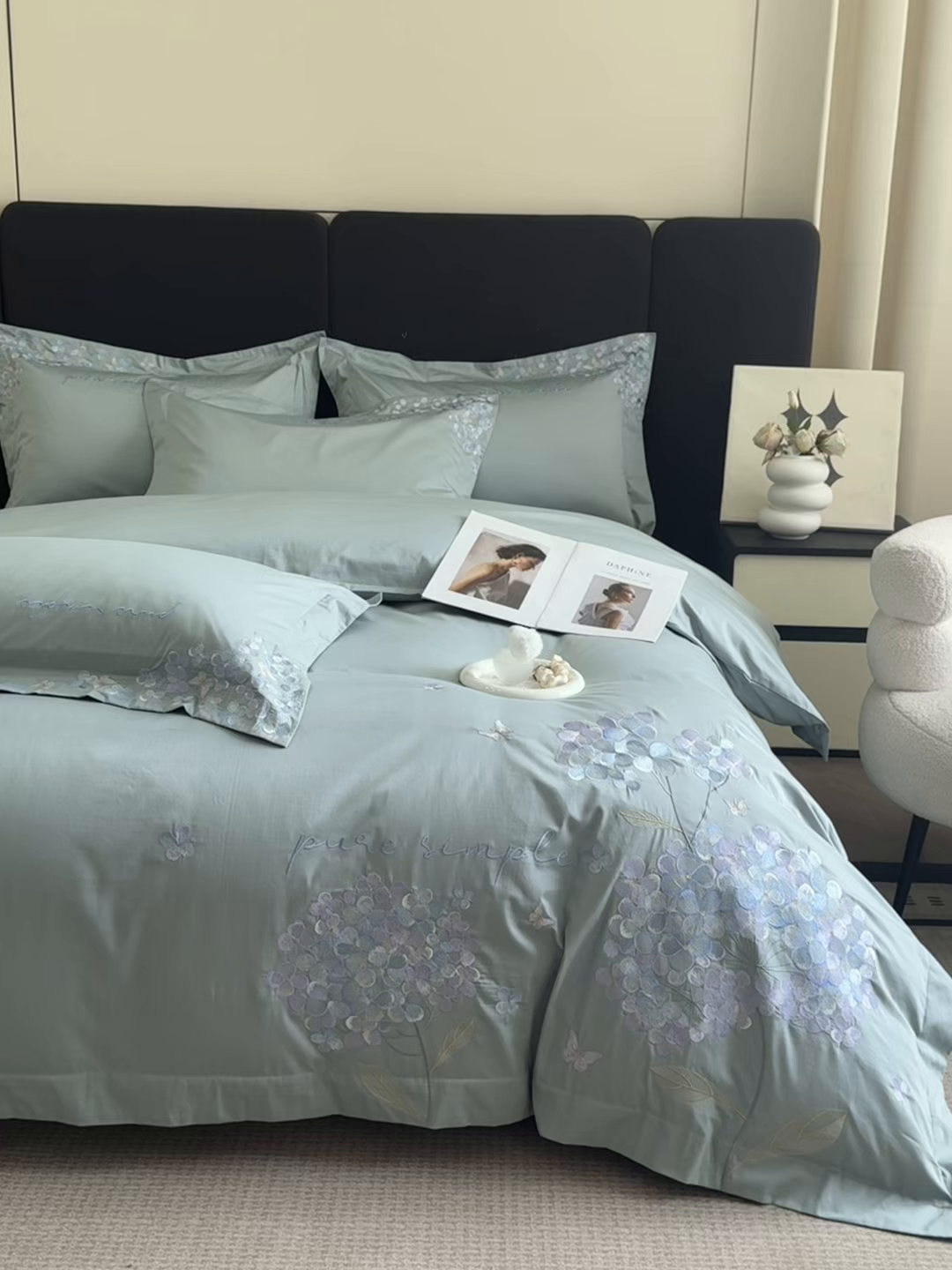 91家纺网 家纺一手货源 找家纺 置顶家纺 2026新款亲肤刺绣四件套-薇朵 薇朵-繁星蓝