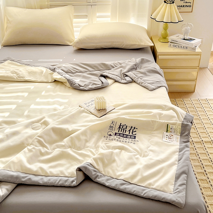 91家纺网 家纺一手货源 找家纺 易展家居 2026新款水洗棉新疆棉花夏被-棉花棉花+熊猫款 棉花-白拼灰