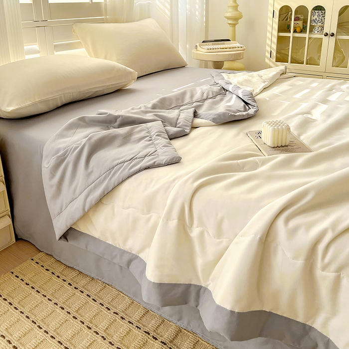 91家纺网 家纺一手货源 找家纺 易展家居 2026新款水洗棉新疆棉花夏被-棉花棉花+熊猫款 棉花-白拼灰