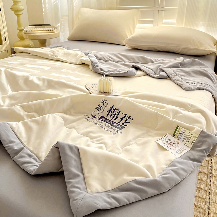 91家纺网 家纺一手货源 找家纺 易展家居 2026新款水洗棉新疆棉花夏被-棉花棉花+熊猫款 棉花-白拼灰