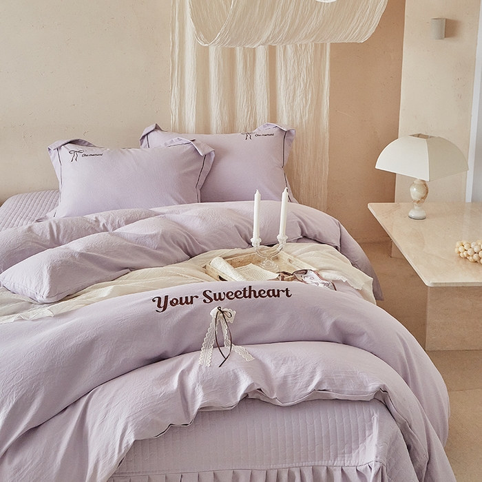 孑寐家纺 2026新款索菲亚系列云柔棉床盖四件套 索菲亚-优雅紫