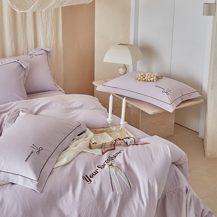 91家纺网 家纺一手货源 找家纺 孑寐家纺 2026新款索菲亚系列云柔棉床盖四件套 索菲亚-优雅紫