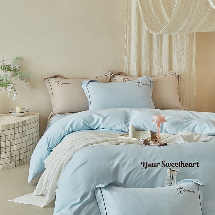 91家纺网 家纺一手货源 找家纺 孑寐家纺 2026新款索菲亚系列云柔棉床盖四件套 索菲亚-月光蓝