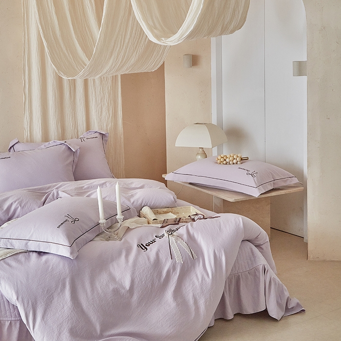 91家纺网 家纺一手货源 找家纺 孑寐家纺 2026新款索菲亚系列云柔棉床盖四件套 索菲亚-优雅紫