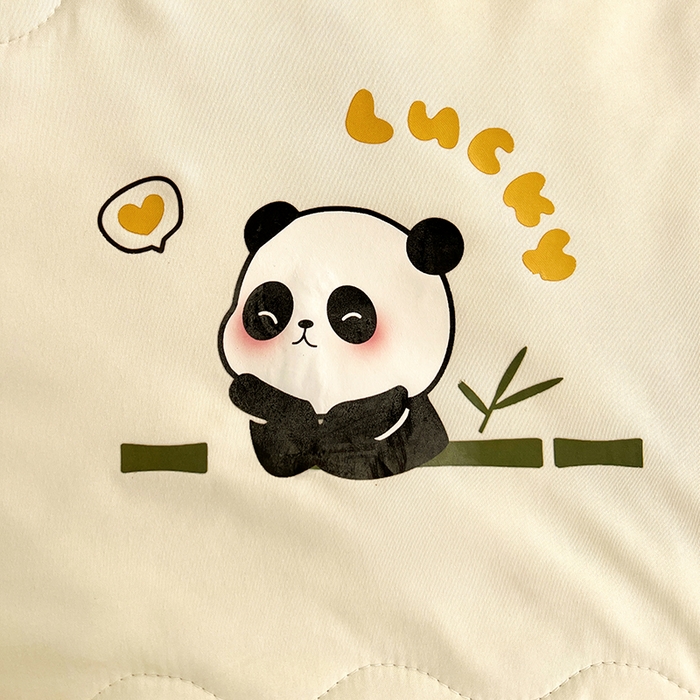 91家纺网 家纺一手货源 找家纺 易展家居 2026新款水洗棉新疆棉花夏被-棉花棉花+熊猫款 能猫·白拼灰