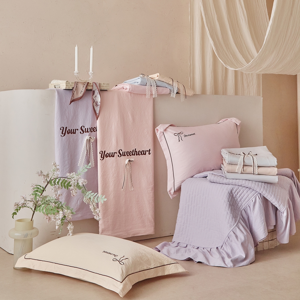 91家纺网 家纺一手货源 找家纺 孑寐家纺 2026新款索菲亚系列云柔棉床盖四件套 组合图仅做展示不可下单