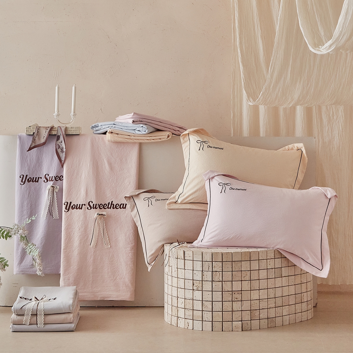 孑寐家纺 2026新款索菲亚系列云柔棉床盖四件套 组合图仅做展示不可下单