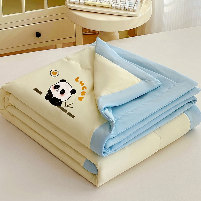 易展家居 2026新款水洗棉新疆棉花夏被-棉花棉花+熊猫款 能猫-黄拼蓝