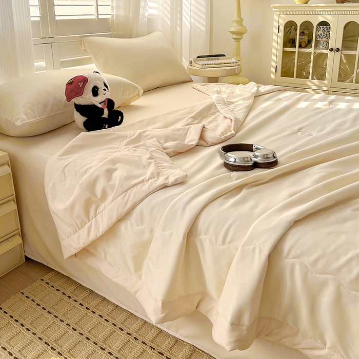 91家纺网 家纺一手货源 找家纺 易展家居 2026新款水洗棉新疆棉花夏被-棉花棉花+熊猫款 熊猫·白拼卡其