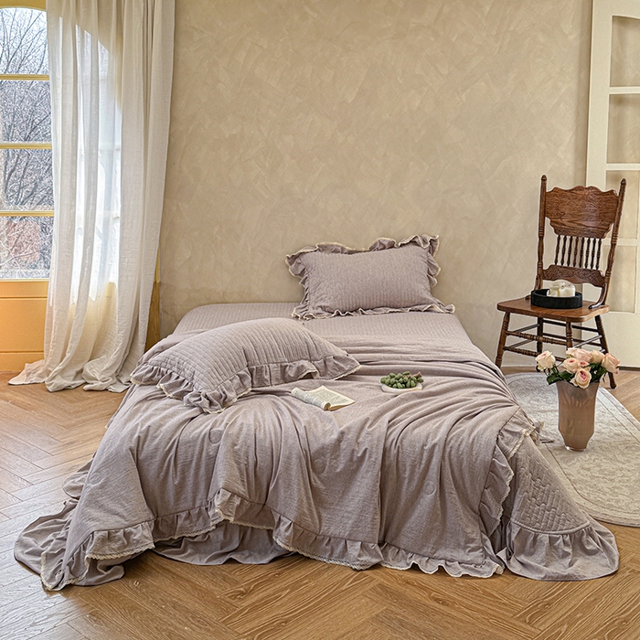 91家纺网 家纺一手货源 找家纺 孑寐家纺 2026新款色织棉麻多功能夏被夏凉被空调被床盖四件套 色织棉麻-棕色