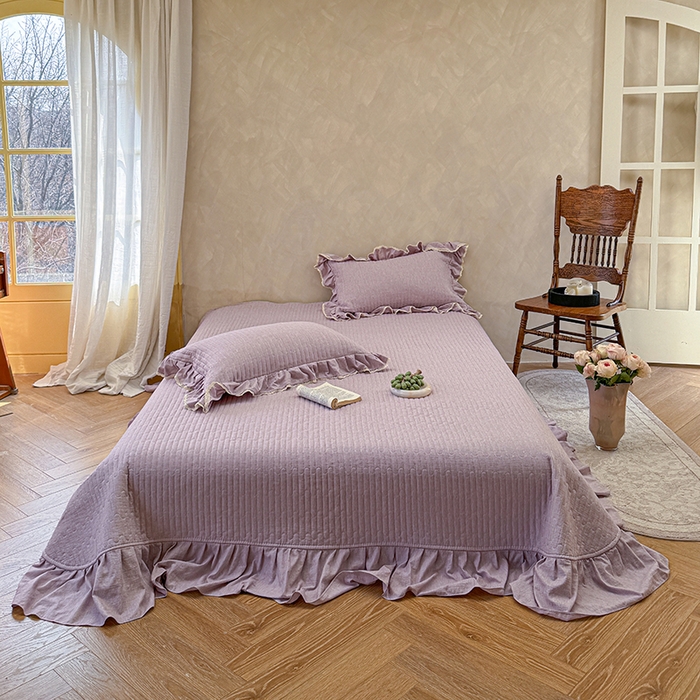 91家纺网 家纺一手货源 找家纺 孑寐家纺 2026新款色织棉麻多功能夏被夏凉被空调被床盖四件套 色织棉麻-紫色