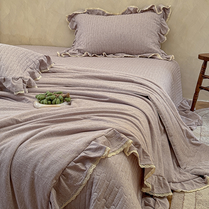 91家纺网 家纺一手货源 找家纺 孑寐家纺 2026新款色织棉麻多功能夏被夏凉被空调被床盖四件套 色织棉麻-棕色