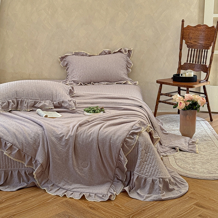 91家纺网 家纺一手货源 找家纺 孑寐家纺 2026新款色织棉麻多功能夏被夏凉被空调被床盖四件套 色织棉麻-棕色