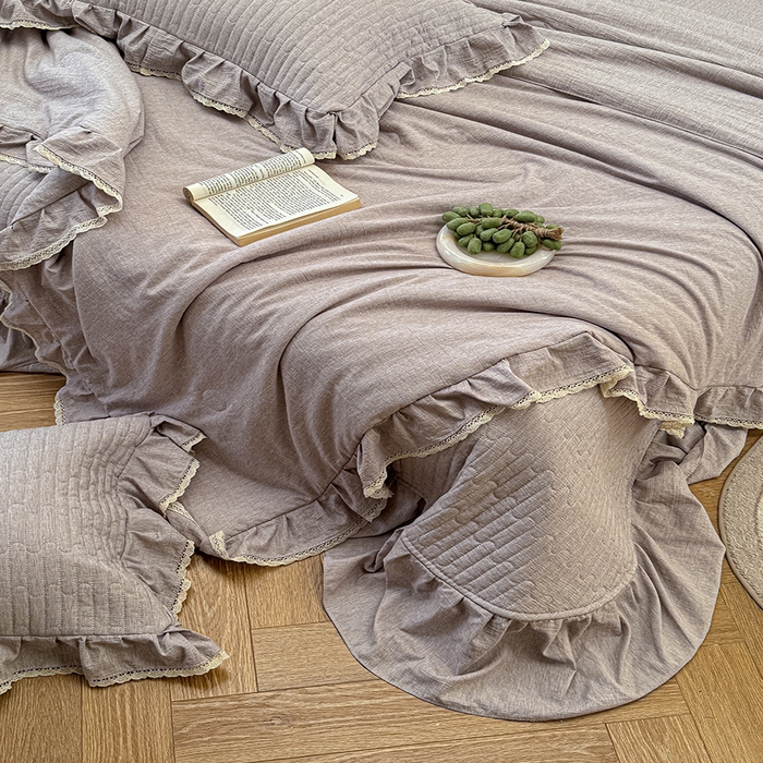 91家纺网 家纺一手货源 找家纺 孑寐家纺 2026新款色织棉麻多功能夏被夏凉被空调被床盖四件套 色织棉麻-棕色