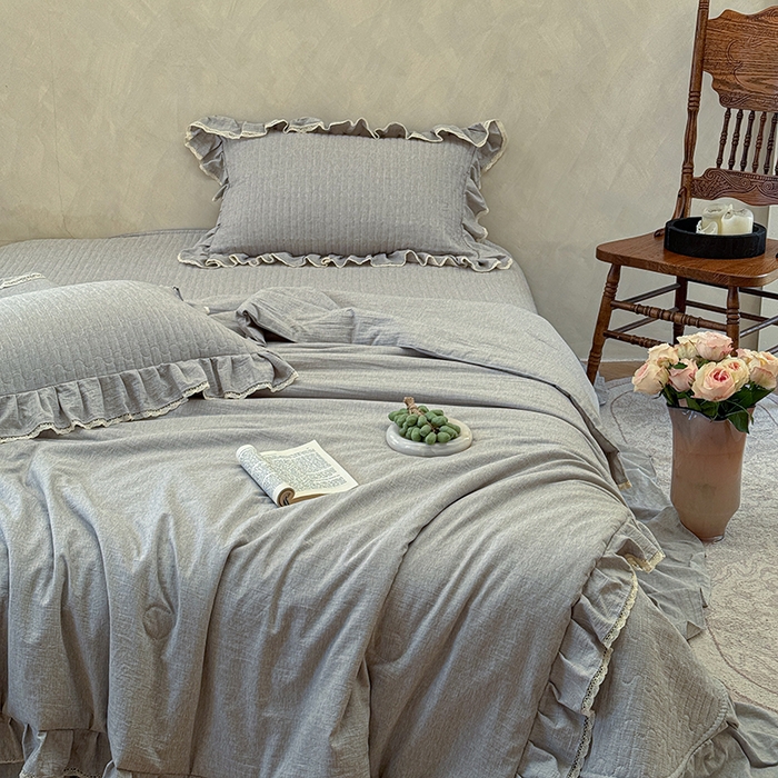 91家纺网 家纺一手货源 找家纺 孑寐家纺 2026新款色织棉麻多功能夏被夏凉被空调被床盖四件套 色织棉麻-灰色