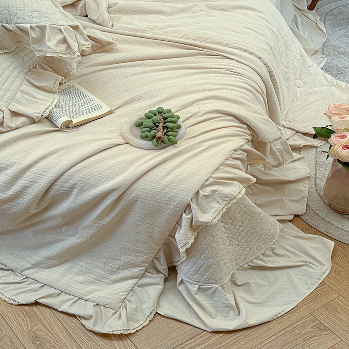 91家纺网 家纺一手货源 找家纺 孑寐家纺 2026新款色织棉麻多功能夏被夏凉被空调被床盖四件套 色织棉麻-麻本色