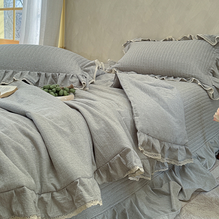 91家纺网 家纺一手货源 找家纺 孑寐家纺 2026新款色织棉麻多功能夏被夏凉被空调被床盖四件套 色织棉麻-灰色