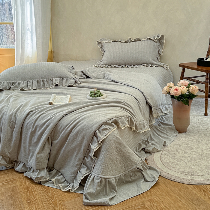 91家纺网 家纺一手货源 找家纺 孑寐家纺 2026新款色织棉麻多功能夏被夏凉被空调被床盖四件套 色织棉麻-灰色