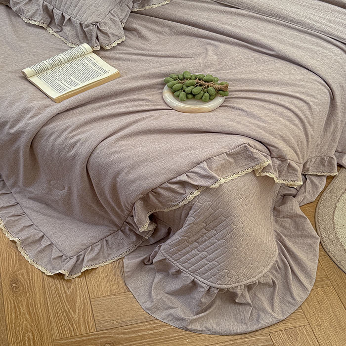 91家纺网 家纺一手货源 找家纺 孑寐家纺 2026新款色织棉麻多功能夏被夏凉被空调被床盖四件套 色织棉麻-棕色