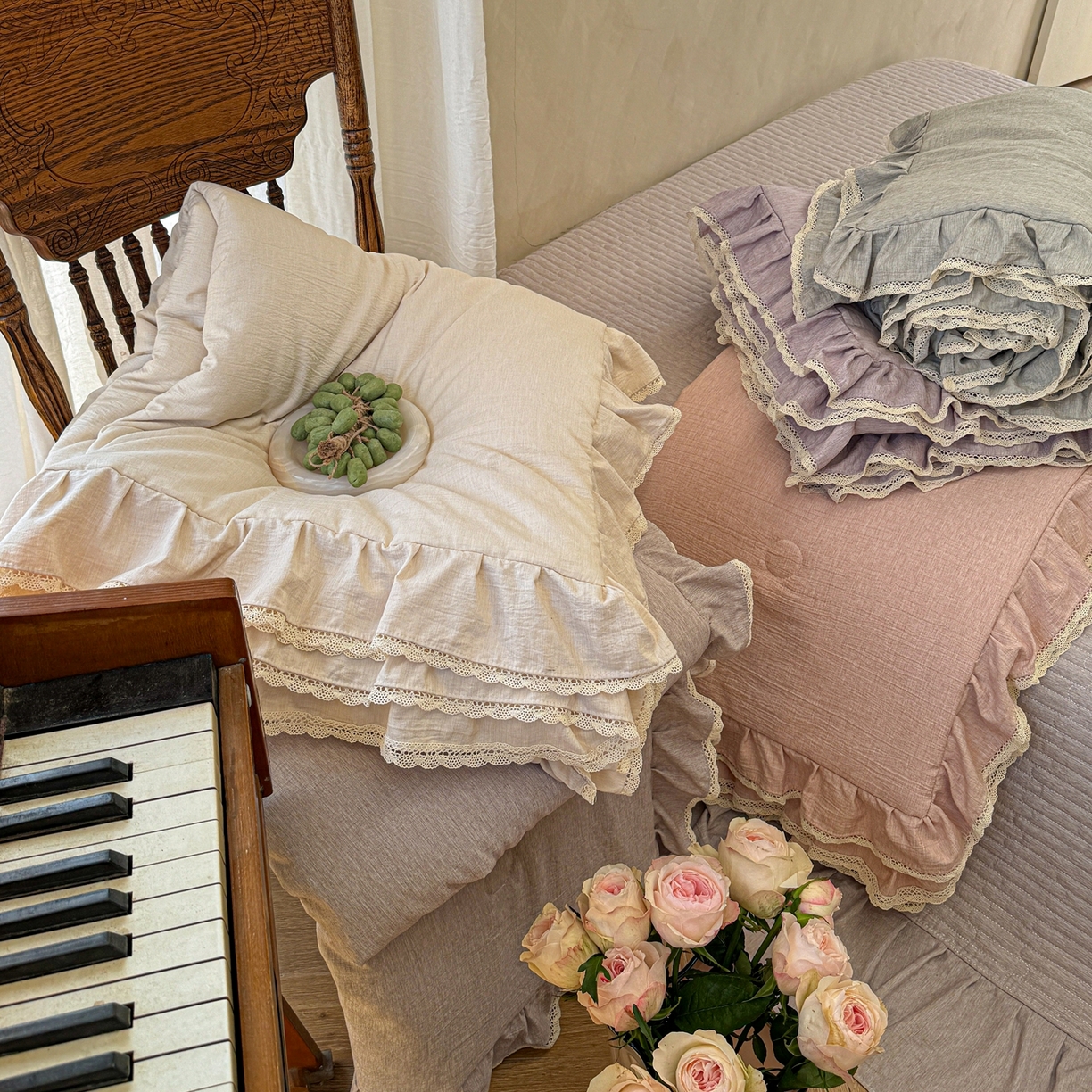 91家纺网 家纺一手货源 找家纺 孑寐家纺 2026新款色织棉麻多功能夏被夏凉被空调被床盖四件套 组合图仅做展示不可下单