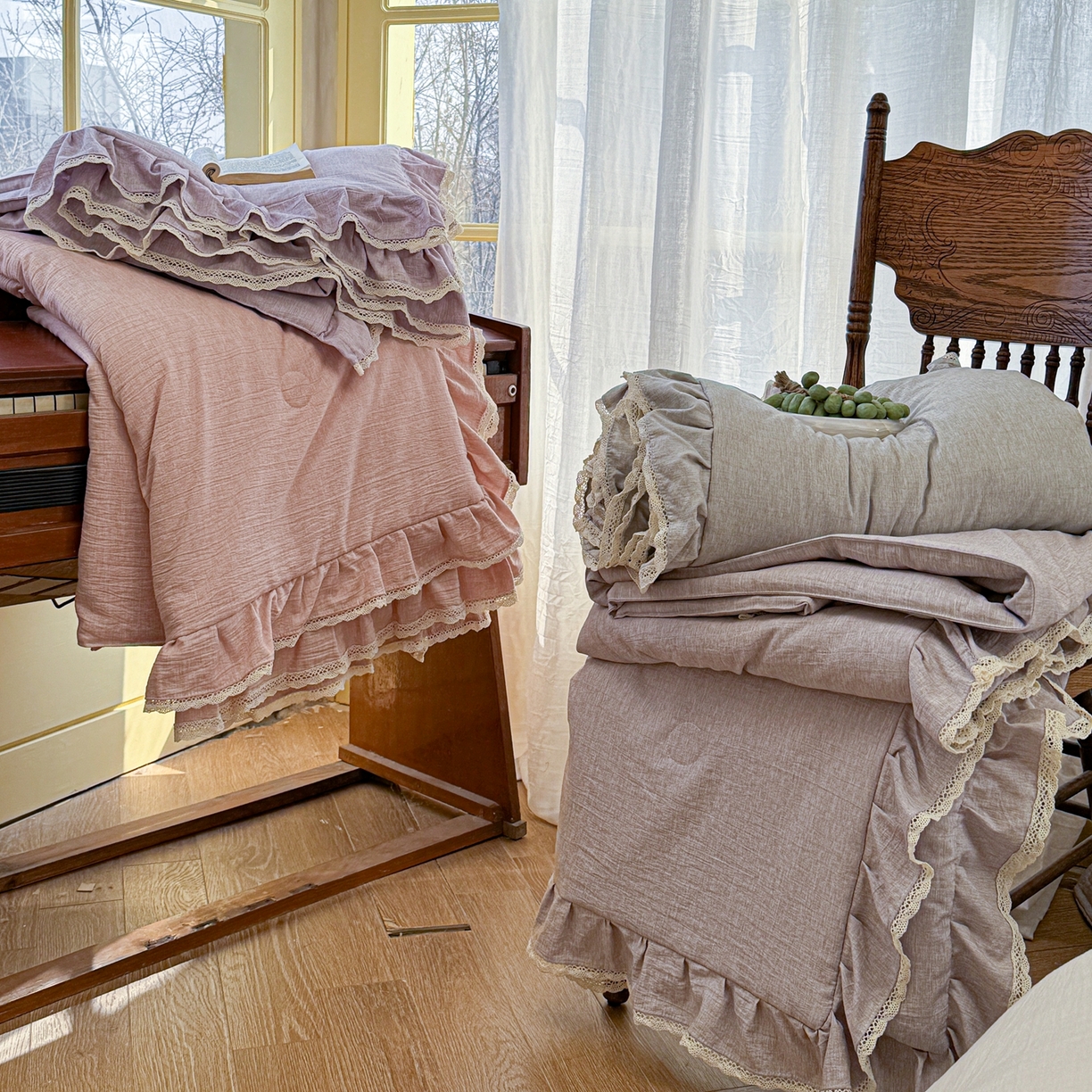 91家纺网 家纺一手货源 找家纺 孑寐家纺 2026新款色织棉麻多功能夏被夏凉被空调被床盖四件套 组合图仅做展示不可下单