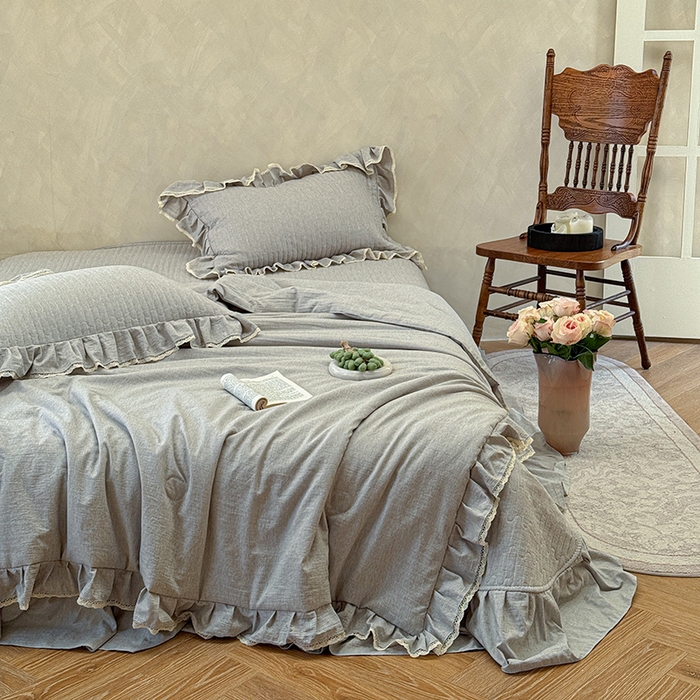 91家纺网 家纺一手货源 找家纺 孑寐家纺 2026新款色织棉麻多功能夏被夏凉被空调被床盖四件套 色织棉麻-灰色