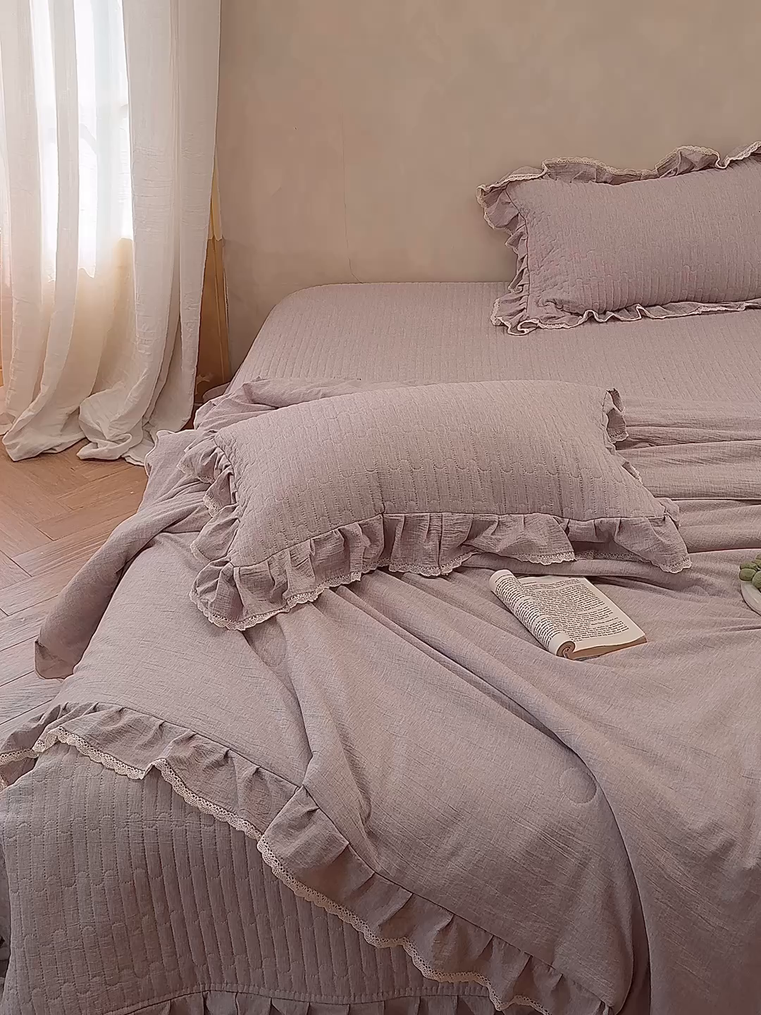 91家纺网 家纺一手货源 找家纺 孑寐家纺 2026新款色织棉麻多功能夏被夏凉被空调被床盖四件套 色织棉麻-棕色