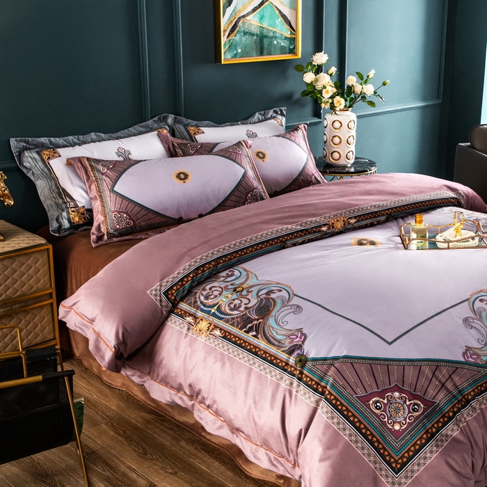 91家纺网 家纺一手货源 找家纺 梵克保罗 2026新款水洗仿天丝数码凉感丝四件套 柏之林