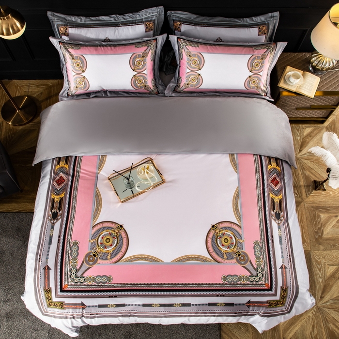 91家纺网 家纺一手货源 找家纺 梵克保罗 2026新款水洗仿天丝数码凉感丝四件套 莱斯-灰