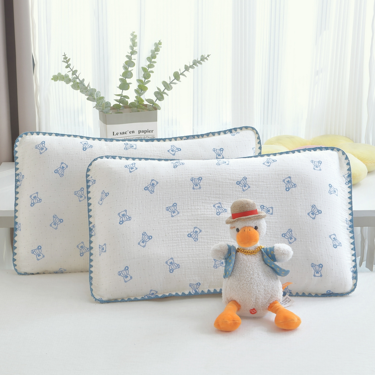 91家纺网 家纺一手货源 找家纺 （总）兄弟坊 2026新款全棉皱皱纱枕套枕头婴儿枕幼儿园枕学生枕宝宝枕套枕芯