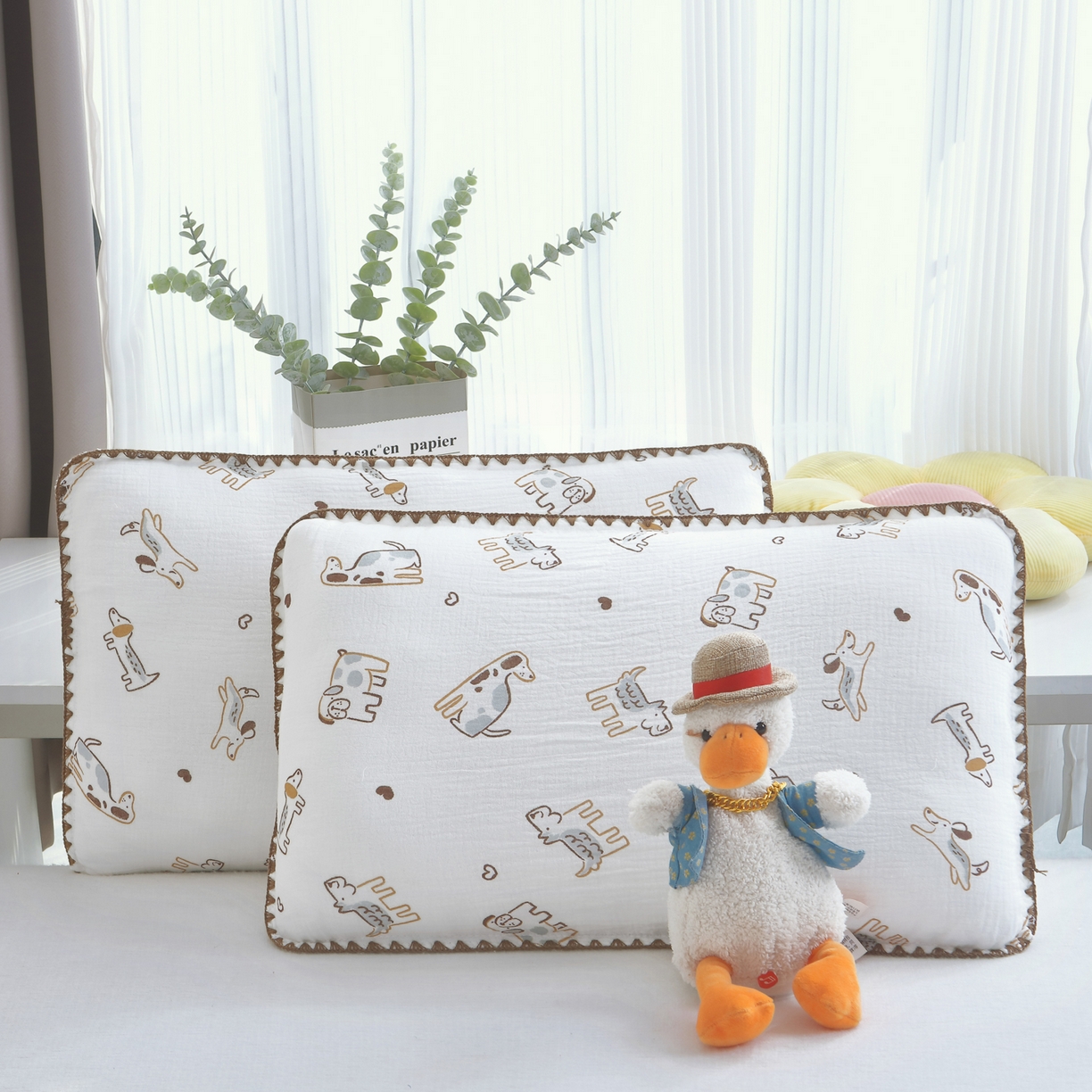 91家纺网 家纺一手货源 找家纺 （总）兄弟坊 2026新款全棉皱皱纱枕套枕头婴儿枕幼儿园枕学生枕宝宝枕套枕芯