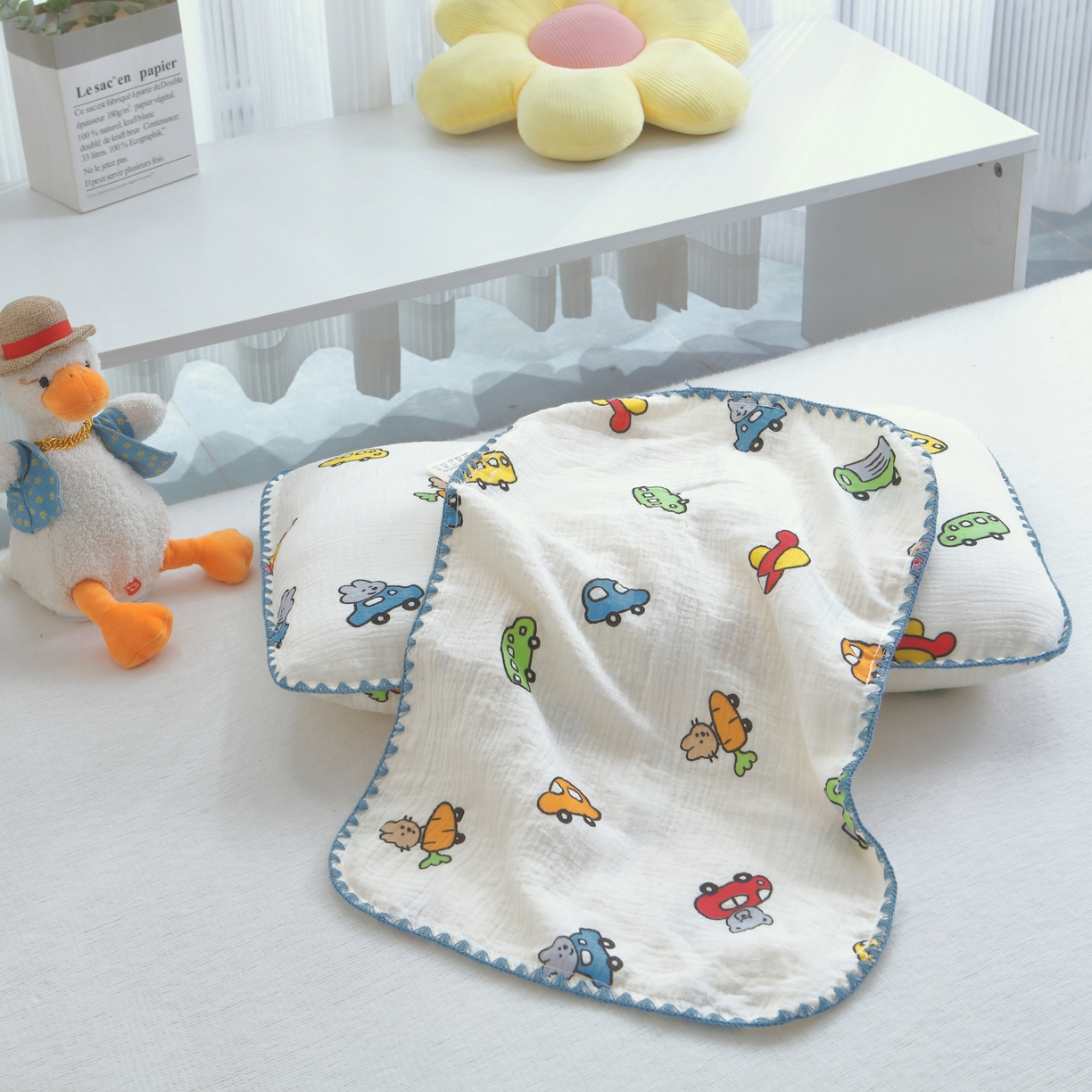 91家纺网 家纺一手货源 找家纺 兄弟坊 2026新款全棉皱皱纱枕套枕头婴儿枕幼儿园枕学生枕宝宝枕套枕芯 组合图仅供展示不可下单