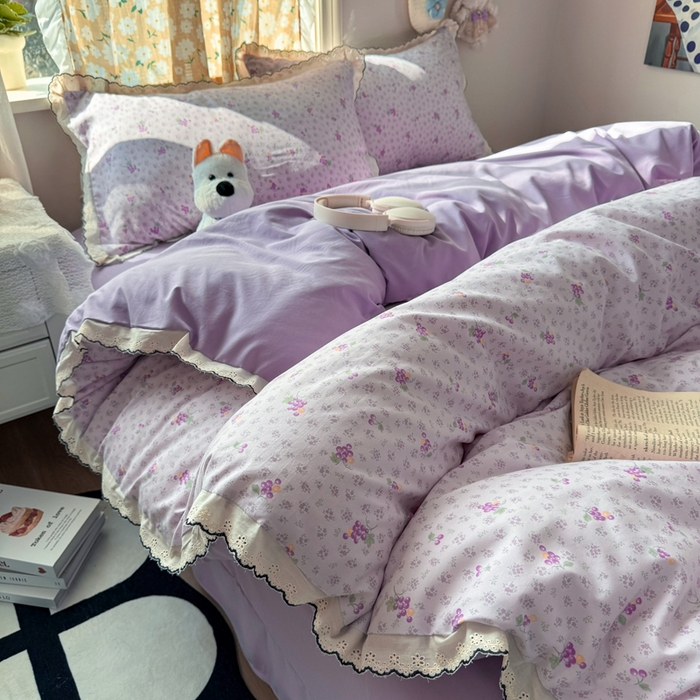 91家纺网 家纺一手货源 找家纺 （总）睡美美家纺 2026新款A类古法水洗棉法式花边四件套