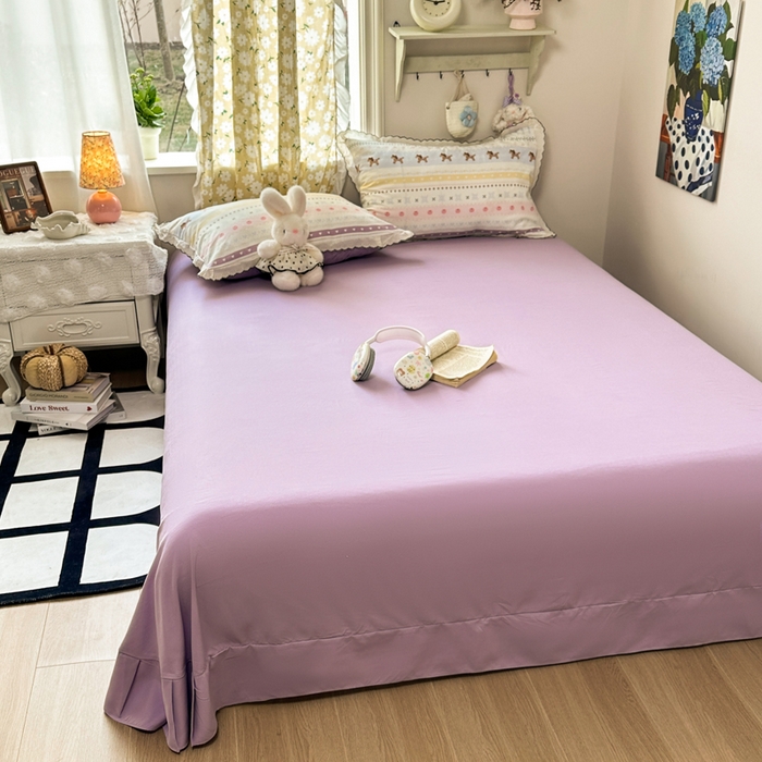 91家纺网 家纺一手货源 找家纺 睡美美家纺 2026新款A类古法水洗棉法式花边四件套 彩虹小马