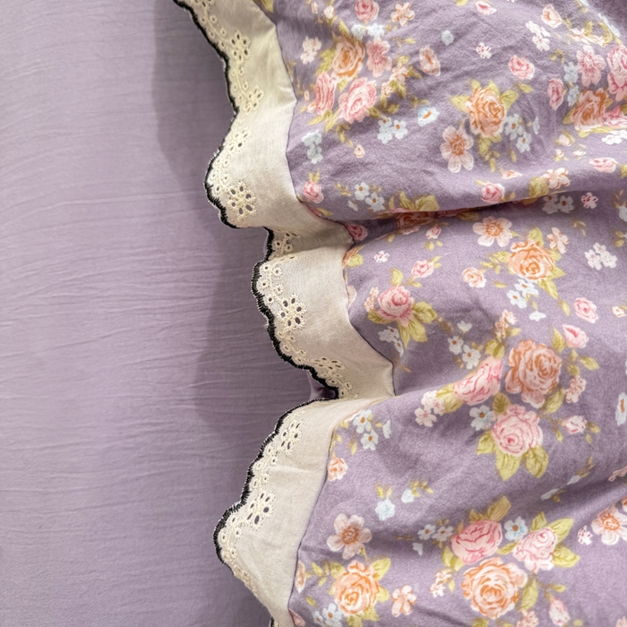 91家纺网 家纺一手货源 找家纺 睡美美家纺 2026新款A类古法水洗棉法式花边四件套 梦露