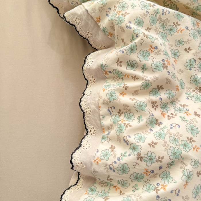 91家纺网 家纺一手货源 找家纺 睡美美家纺 2026新款A类古法水洗棉法式花边四件套 春野