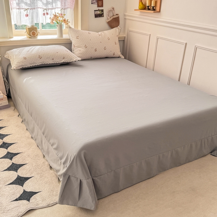 91家纺网 家纺一手货源 找家纺 睡美美家纺 2026新款A类古法水洗棉法式花边四件套 木马乐园