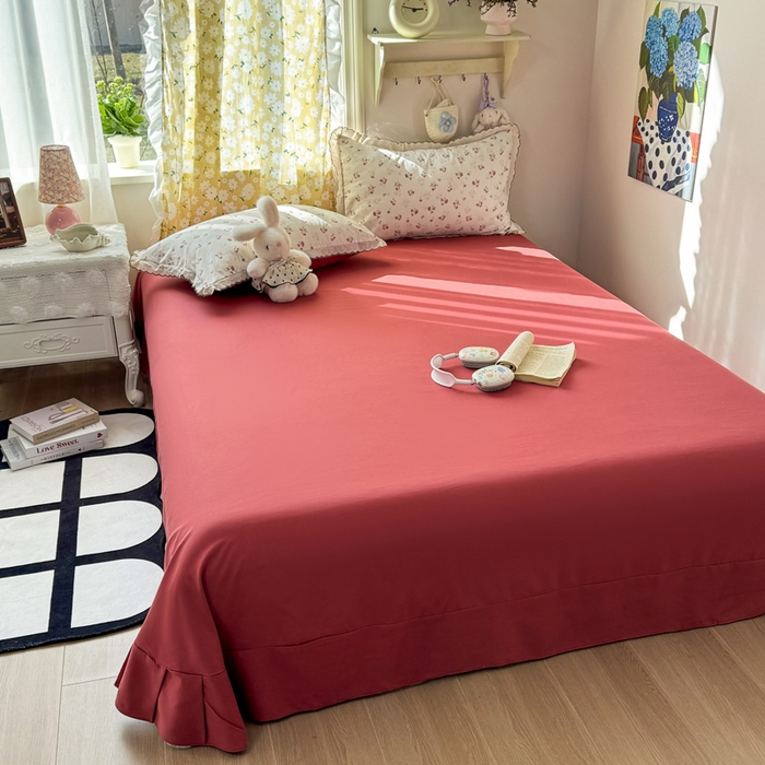 91家纺网 家纺一手货源 找家纺 睡美美家纺 2026新款A类古法水洗棉法式花边四件套 疏影