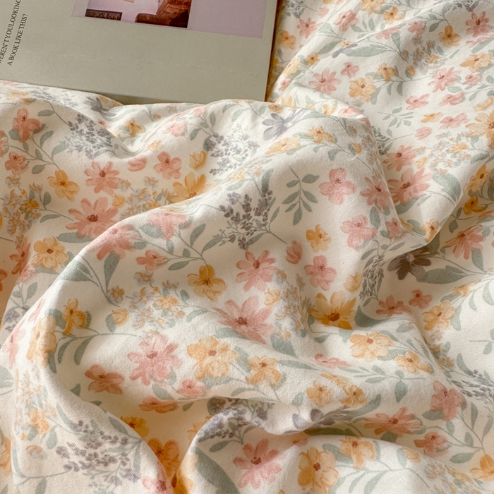 91家纺网 家纺一手货源 找家纺 睡美美家纺 2026新款A类古法水洗棉法式花边四件套 花千朵