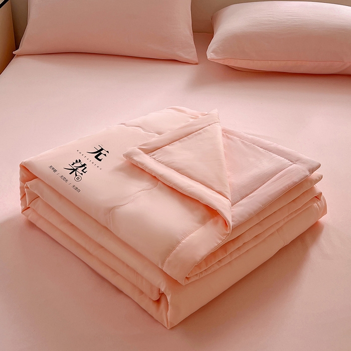 易展家居 2026新款水洗棉大豆纤维夏被 无染-奶昔粉