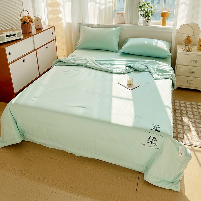 91家纺网 家纺一手货源 找家纺 易展家居 2026新款水洗棉大豆纤维夏被 无染-奶昔绿