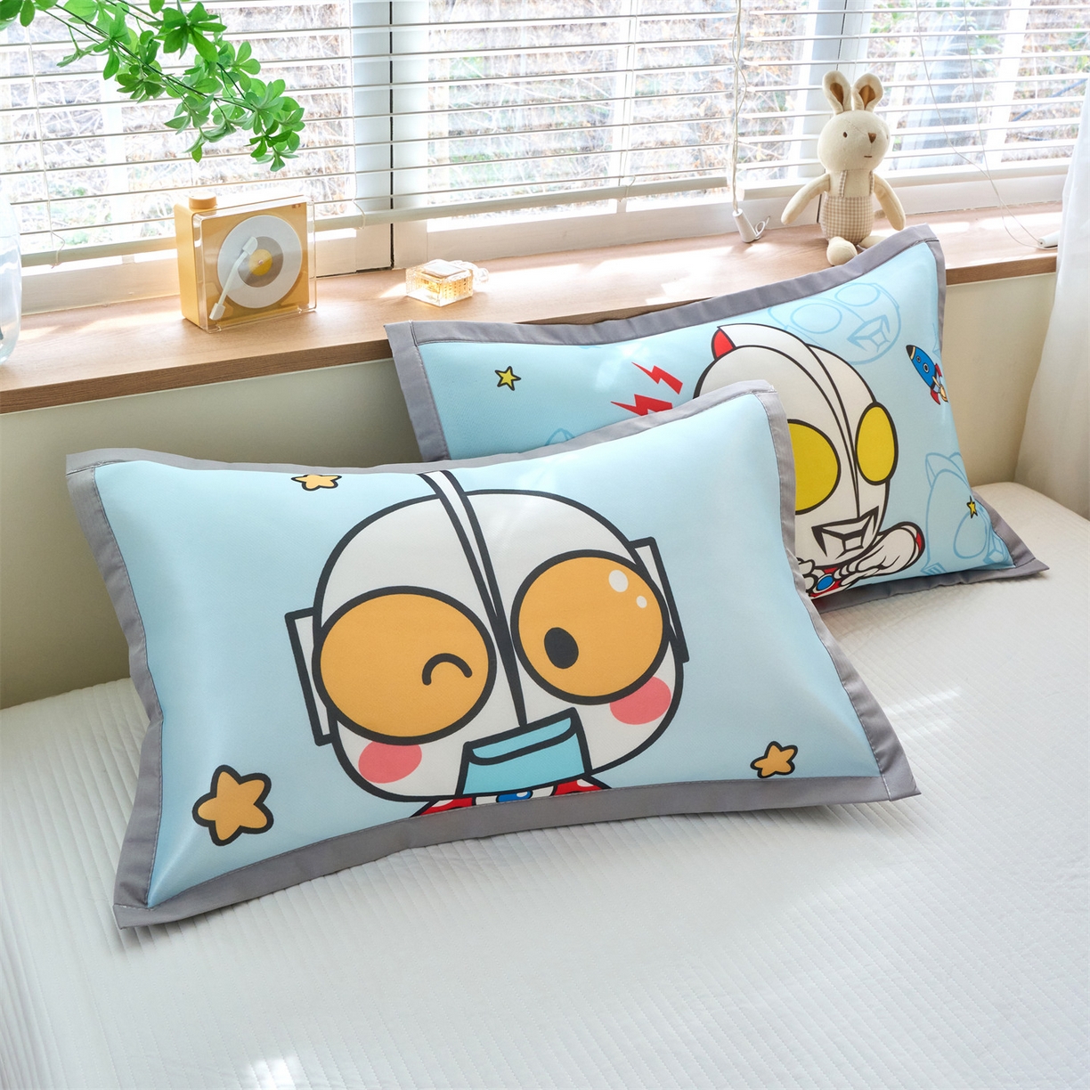 91家纺网 家纺一手货源 找家纺 兄弟坊 2026新款正版授权卡通儿童冰丝枕套枕头枕芯午睡枕卡通枕套 萌动奥特