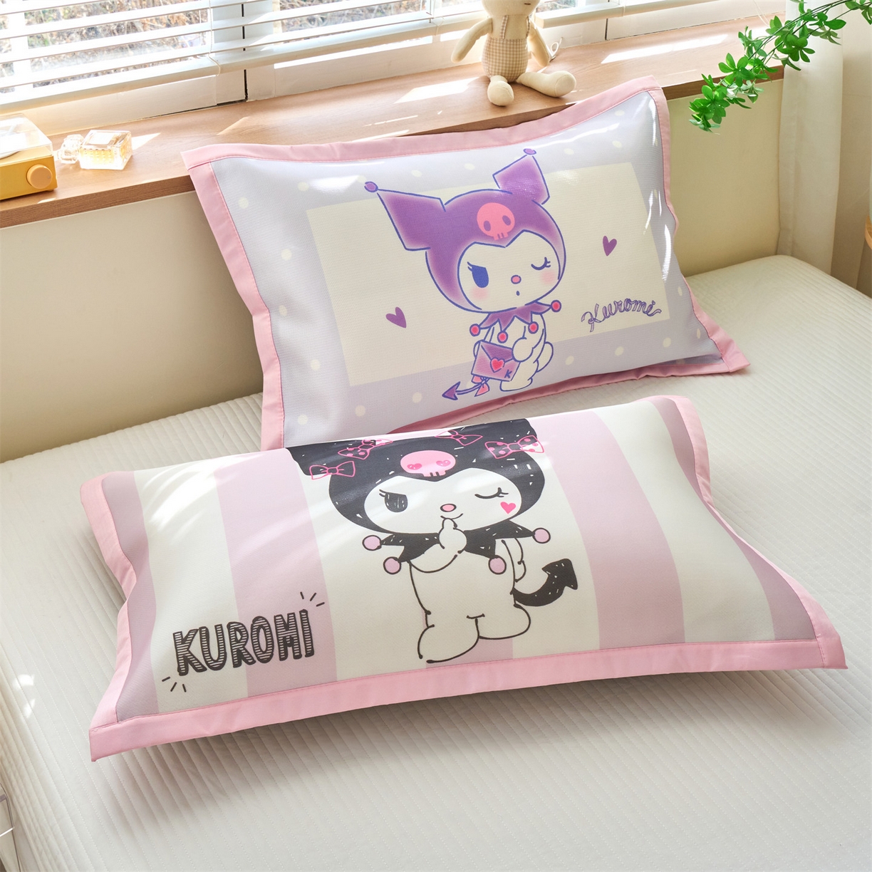 91家纺网 家纺一手货源 找家纺 兄弟坊 2026新款正版授权卡通儿童冰丝枕套枕头枕芯午睡枕卡通枕套 心心库洛米