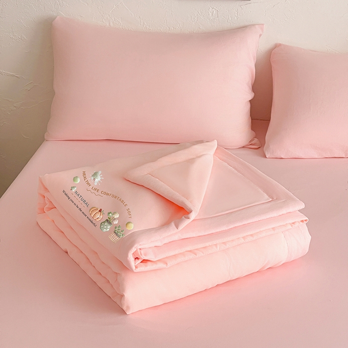 易展家居 2026新款水洗棉大豆纤维夏被 田园生活-粉色