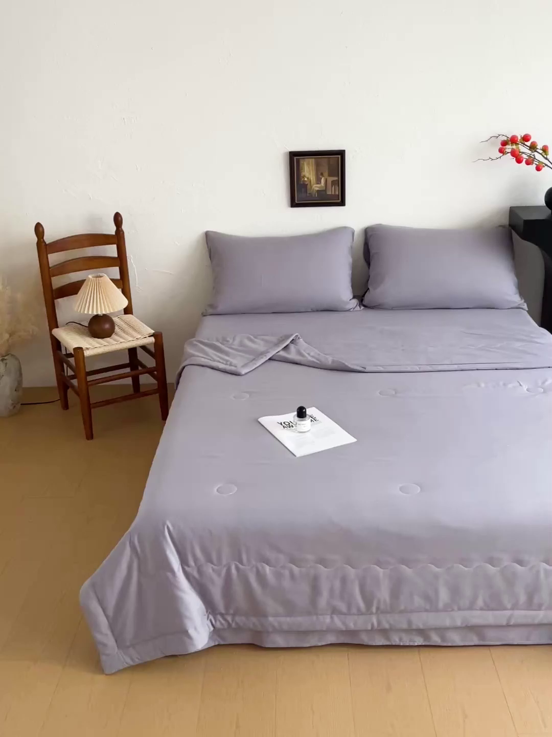 91家纺网 家纺一手货源 找家纺 易展家居 2026新款水洗棉大豆纤维夏被 田园生活-灰色