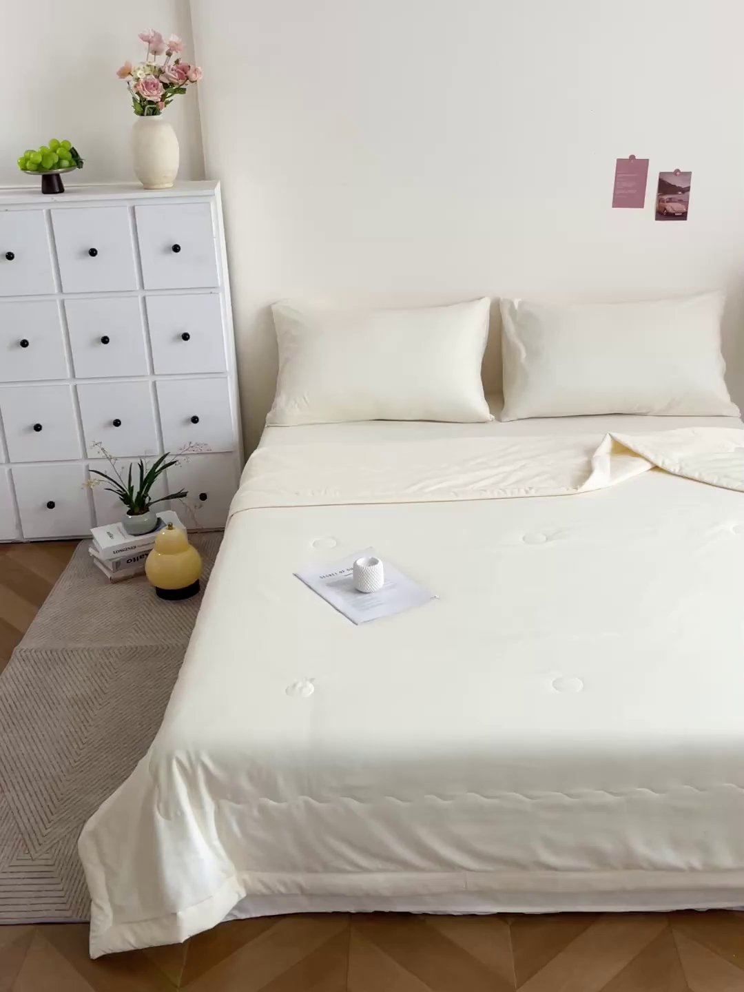 91家纺网 家纺一手货源 找家纺 易展家居 2026新款水洗棉大豆纤维夏被 布偶乐园-浅黄