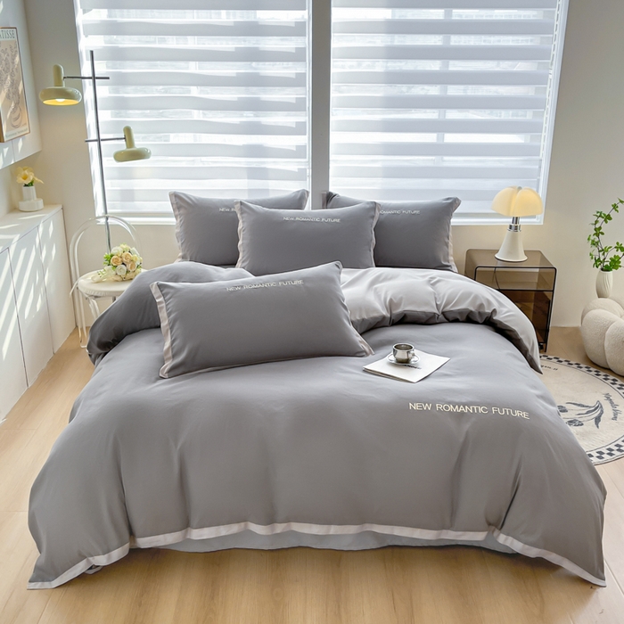 花愿（原花纪） 2026新款加密水洗棉刺绣四件套-米兰 米兰-中灰+山灰