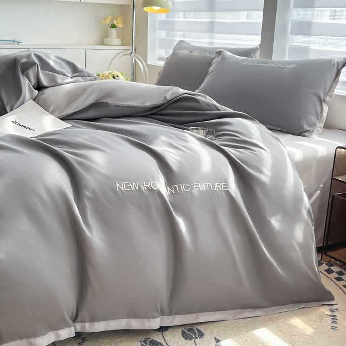 91家纺网 家纺一手货源 找家纺 花愿（原花纪） 2026新款加密水洗棉刺绣四件套-米兰 米兰-中灰+山灰