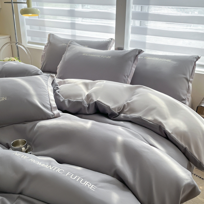 91家纺网 家纺一手货源 找家纺 花愿（原花纪） 2026新款加密水洗棉刺绣四件套-米兰 米兰-中灰+山灰